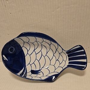 Blue Fish-Shaped Dansk Ceramic Bowl